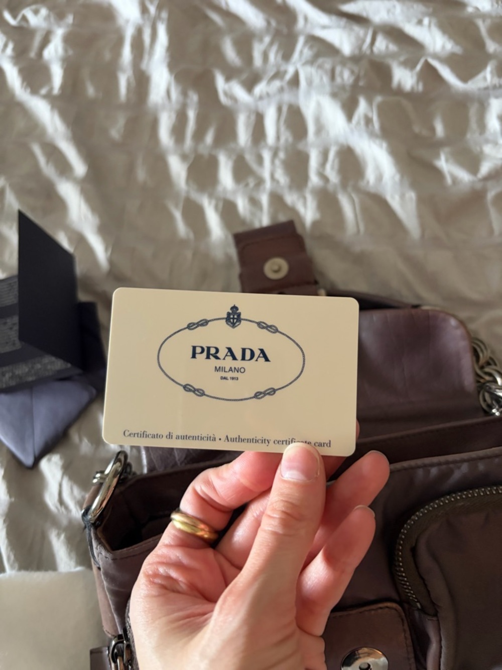 Prada Mini Shoulder Bag in Mauve Brown with Silver Hardware 8x6x2 inches - Picture 5 of 12